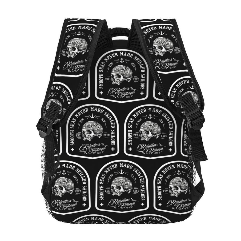 Ein ruhiger Ozean macht nie einen erfahrenen Seemann Totenkopfmuster Rucksack Schüler Junge Mädchen BuchTasche Schultasche Umhängetaschen für Männer Frauen