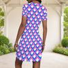Women Plus Size Round Neck Short Sleeve Abstract Printed Fitted Mini Dress