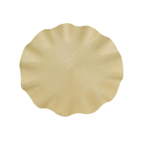 Handwoven Round Placemat Waterproof Heat-Resistant Table Mat for Dining Non-Slip Rustic Kitchen Decor for Home светло-желтого