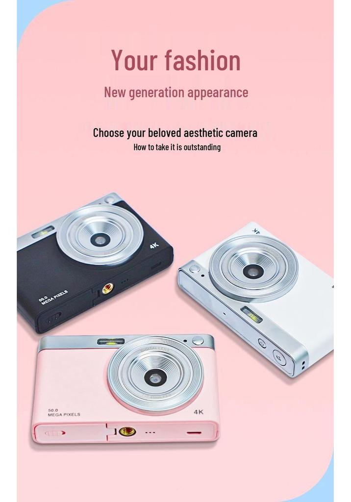 50MP HD Retro Mirrorless Camera with 4K Video for Vlogging & Selfies