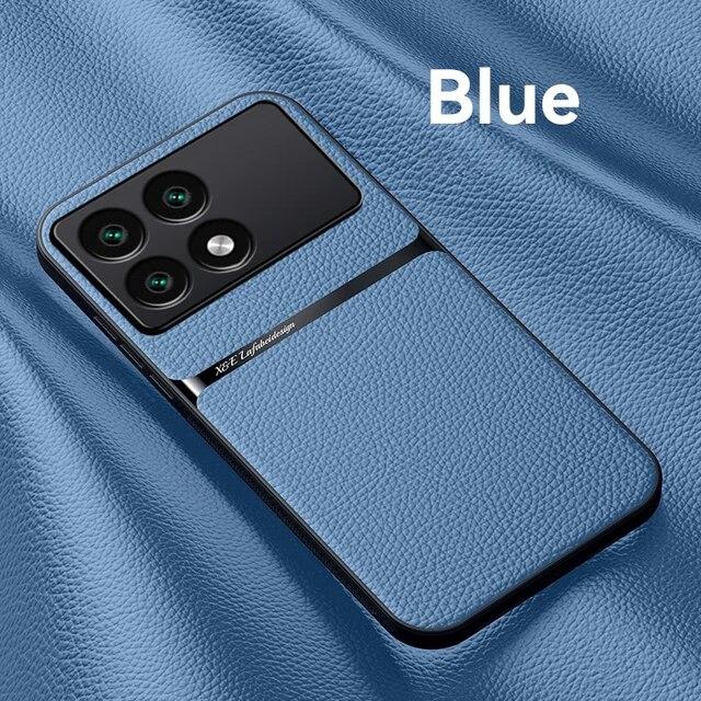 Magnetic Phone Case For Xiaomi POCO X6 Pro 5G Leather Texture Silicone Protection Shockproof Back Cover For POCO X5 Pro F5 Pro X4 C65