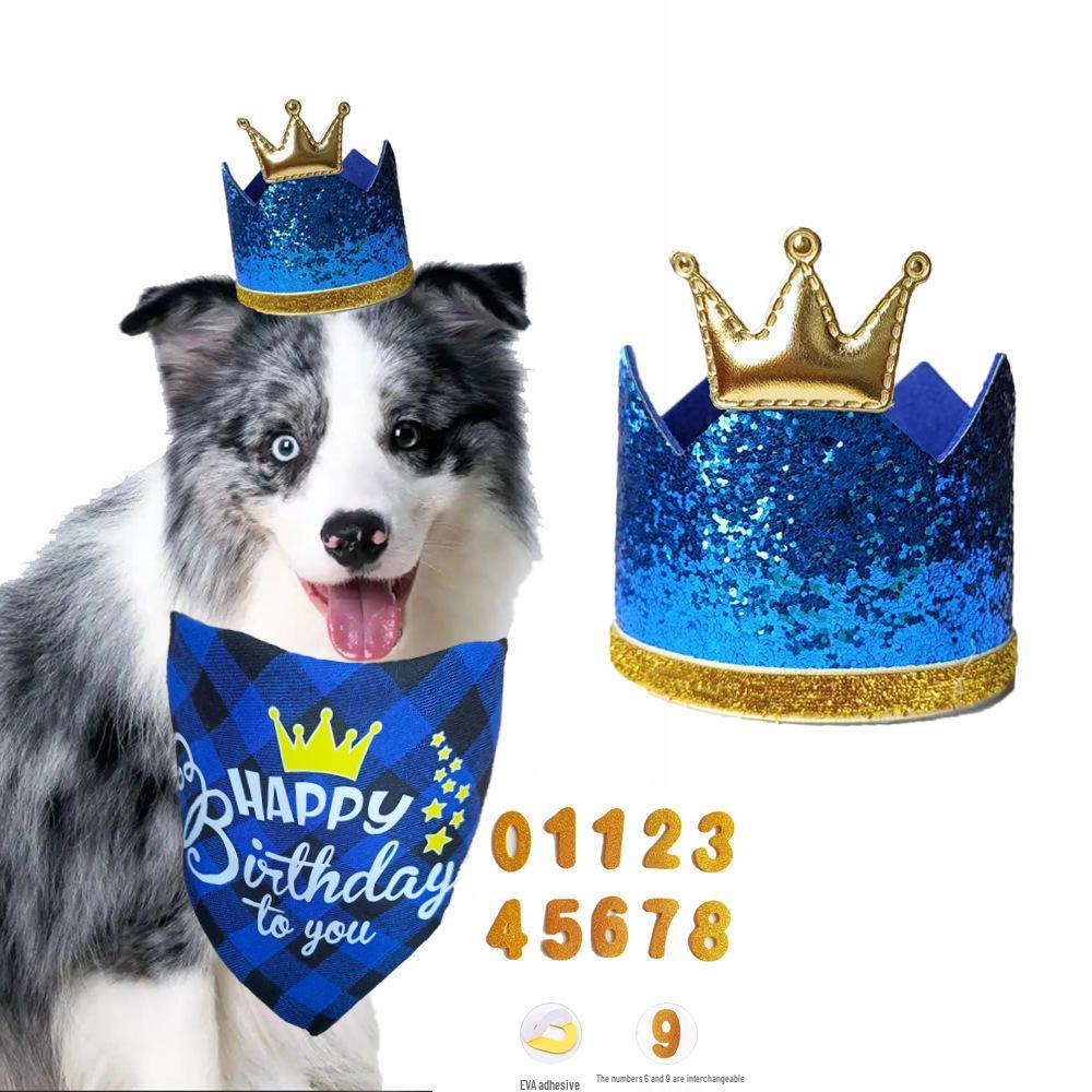 British Plaid Pet Birthday Hat and Bib Set for Dogs and Cats
