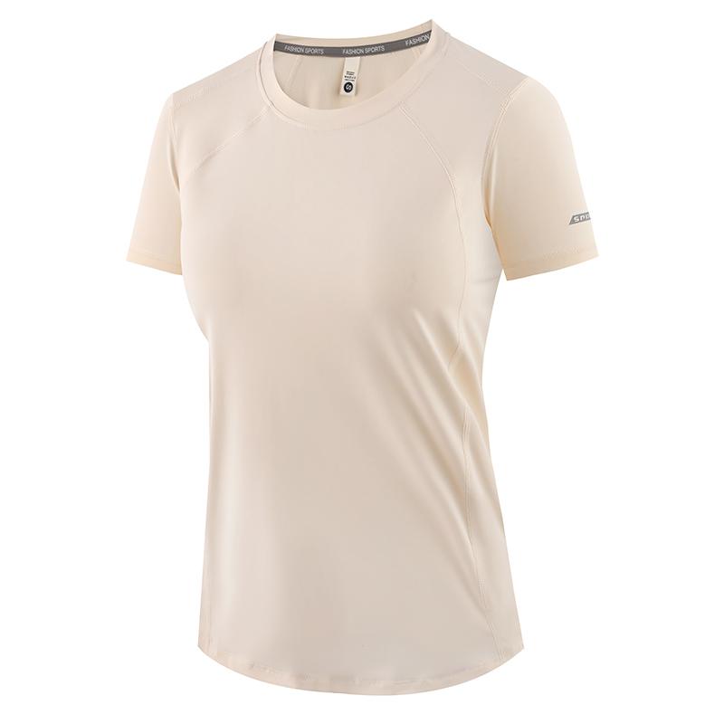 

Summer Quick Drying Ice Silk T-shirt Women s Round Neck Top Short Sleeved Women s Sports Short Sleeved T-shirt 2XL абрикосовый