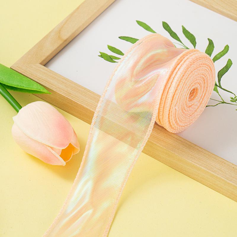 4cm x 10 Yards Iridescent Fishtail Yarn Ribbon, Polyester Lace Tulle for Floral Art & Baking.