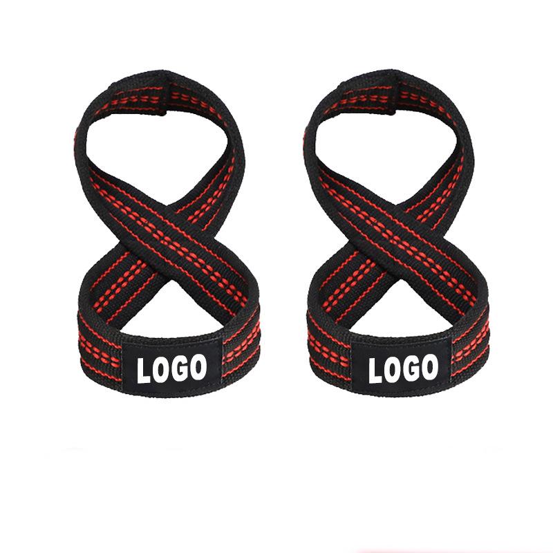 2024 Custom Logo New Arrival Workout Padded Powerlifting Heavy Duty Gym Weightlifting Deadlift 8 Figure Lifting Straps красный