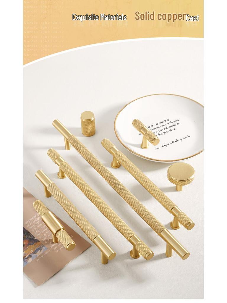 American Style Brass Wardrobe & Cabinet Door Handle - Retro French Copper Design