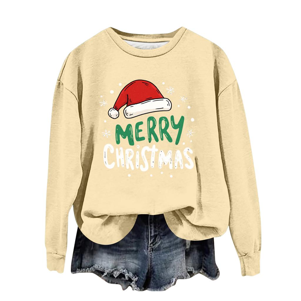 Women's Fashion Casual Long Sleeve Loose Christmas Printed Sweatshirt
