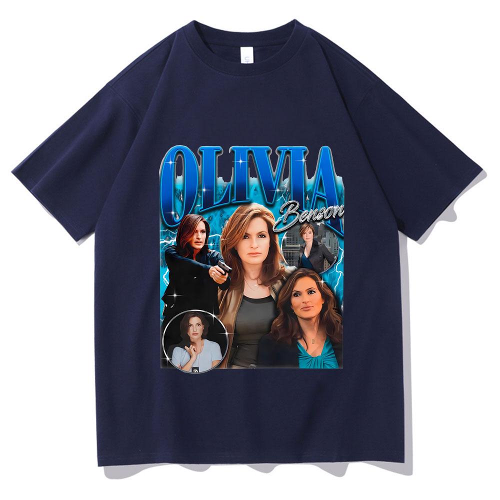 Retro Olivia Benson Tshirt Unisex Women Fashion Oversized Streetwear Male Casual Cotton T Shirts Unsiex Vintage Short Sleeve Tees