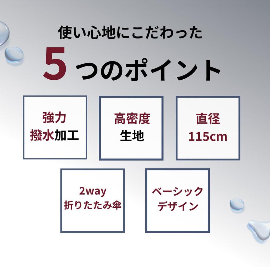 Come Across Folding Umbrella for Durable and 65cm Main 8 115cm Men, Water-Repellent, Rib, Ribs, (Navy)