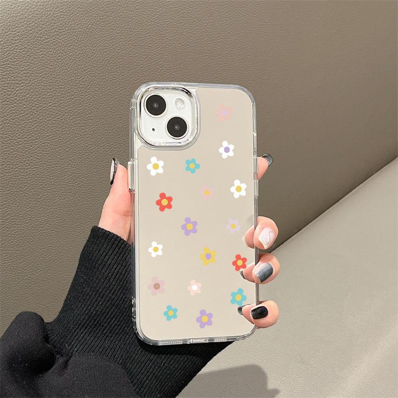 Colored Small Flowers for iPhone17promax Mobile Phone Case 16 Niche 14/13 Apple 12 Makeup Mirror 15