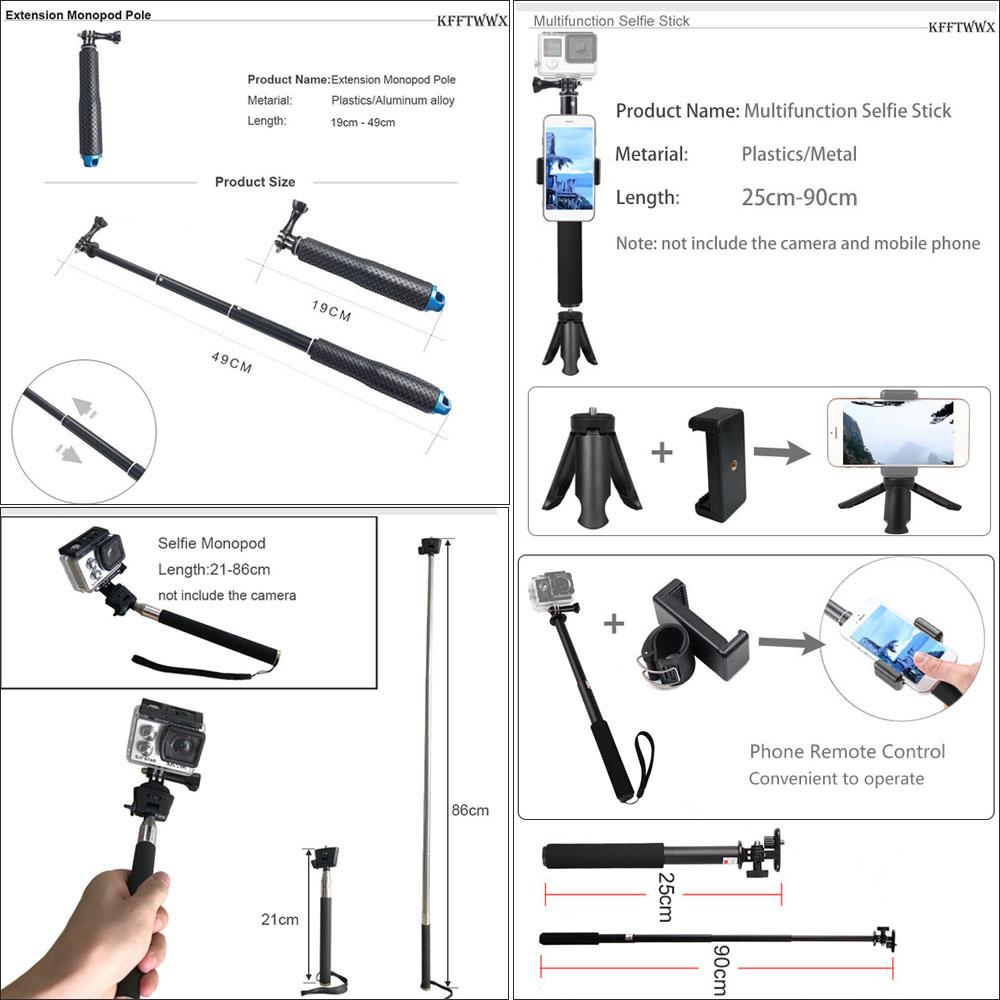 KFFTWWX Sada příslušenství pro Gopro Hero 13 12 11 10 9 Black 8 7 6 Držák na stativ pro SJCAM SJ4000 Yi DBPOWER AKASO EKEN Osmo Action 2