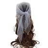 Versatile Pearl Tassel Rhinestone Square Scarf Lace Trim Hair Wrap Full Sky Star Headwrap Solid Color Breathable Fabric Scarf