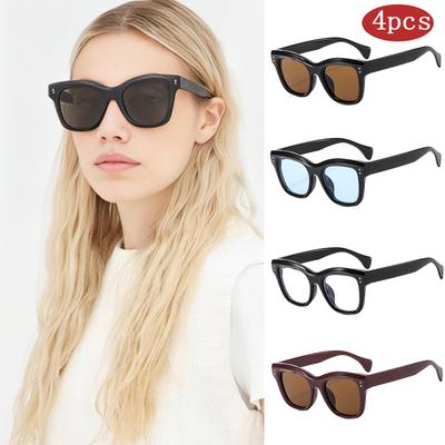 4set Fashion Cat Eye Sunglasses Woman Personality Vintage Candy Colors Gradient Sun Glasses Female UV Protection Eye Glasses