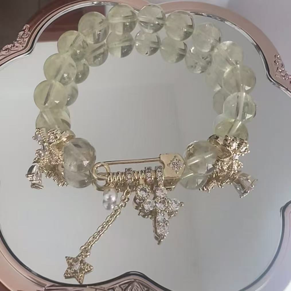 Premium Lace Bow Bracelet Niche Light Luxury Full Diamond Pin Buckle Cross Meteor Artificial Pearl Bracelet