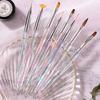 8pcs/set Aurora Acrylic Nail Art Painting Pens for Nail Design Soft Slender Brush Gradient Gel Drawing DIY Brush