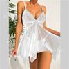 Summer female lace mesh sexy lingerie set temptation suspender pajamas