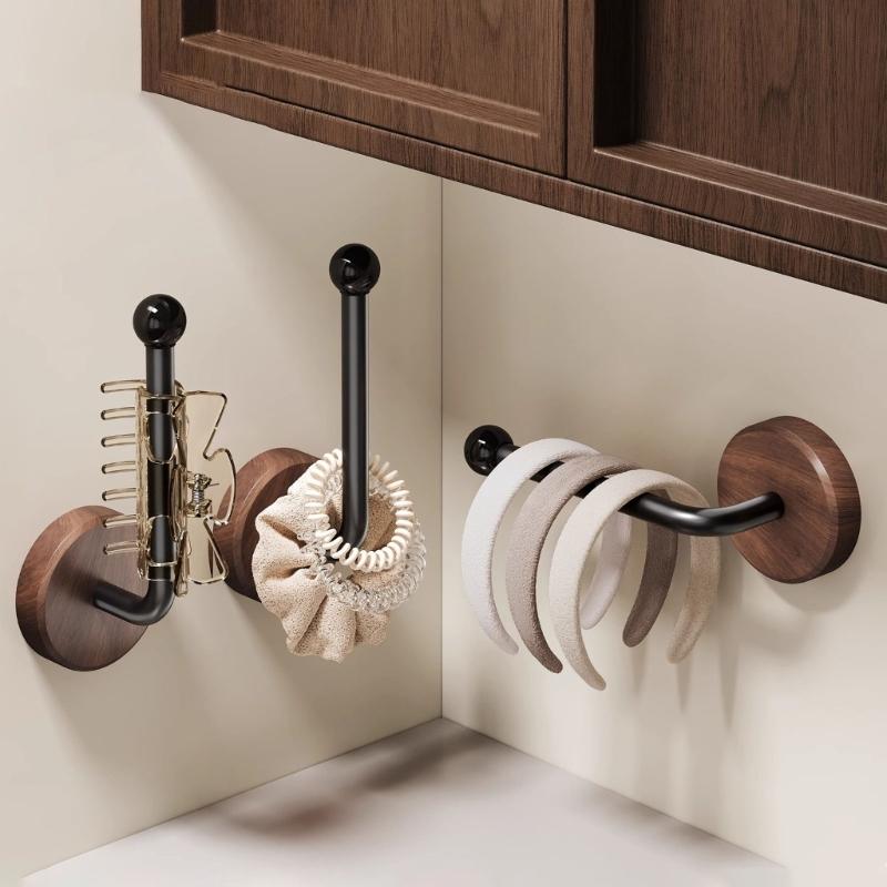 Adhesive Wood Hook Auto Adhesive Home Organizers For Bathroom Storage Drillless Mounting Durable Wooden Design