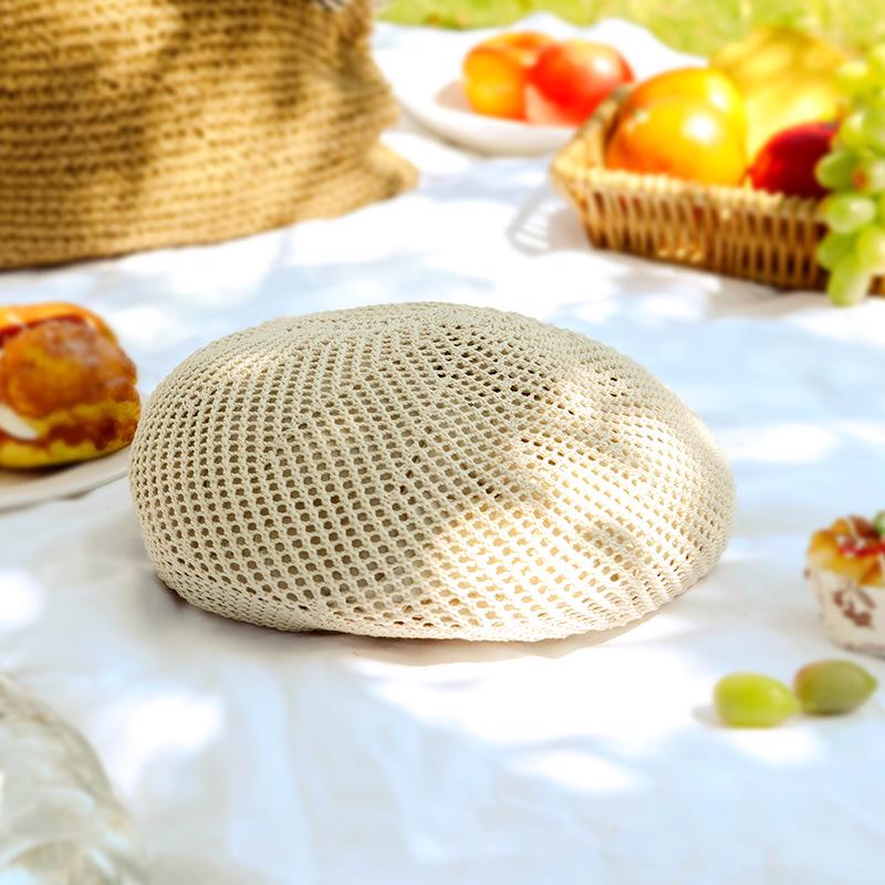 Qin Lan Stil Sommer Stroh Baskenmütze – Atmungsaktiver, Sonnenschutz-Gesichtsbedeckungshut für Frauen, Koreanische Version