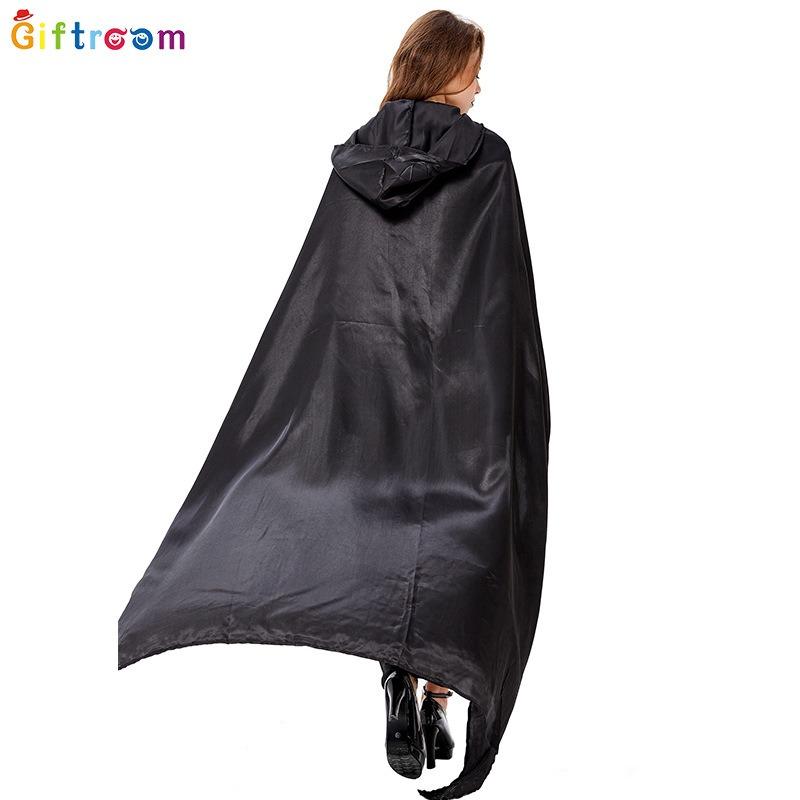 Large Size Adult Women's Theme Party Costume Witch Dress Dark Dress Cloak Set