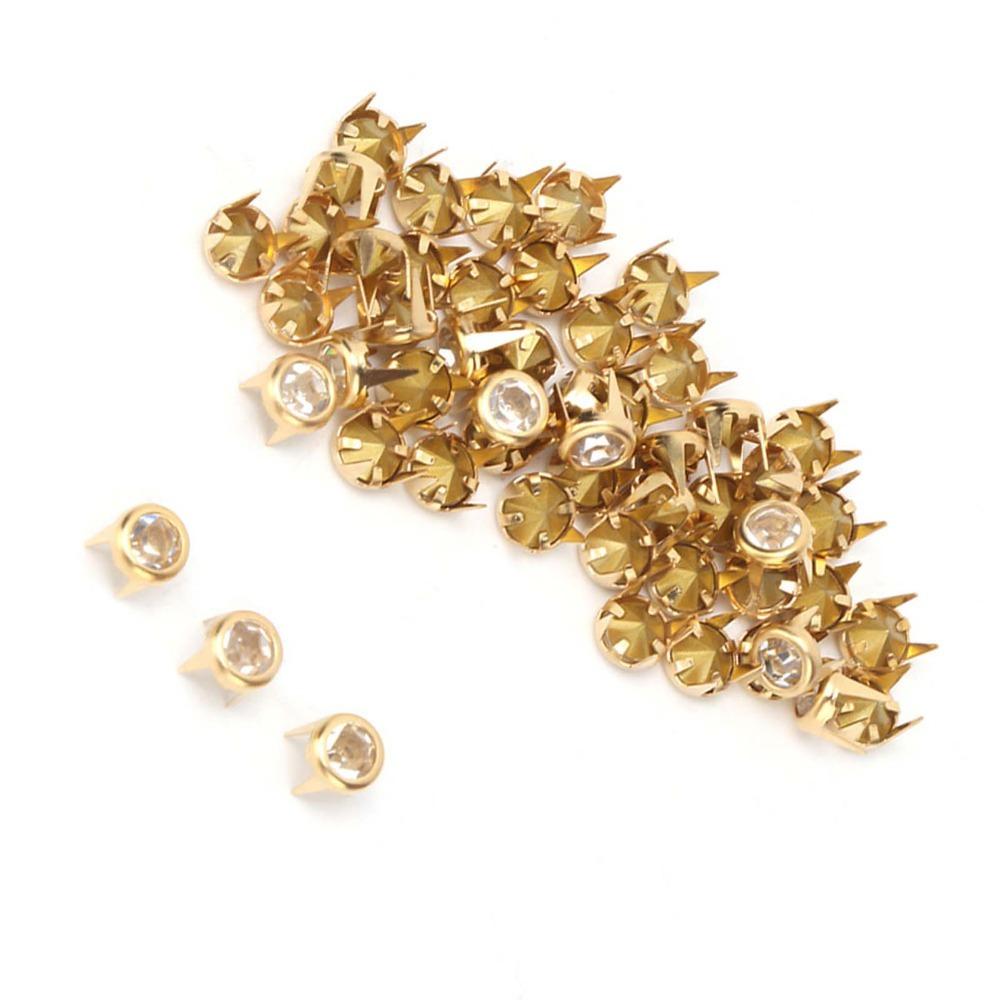 120pcs Round Shape Rhinestone Stud Refills 6mm Size Rhinestone Nailheads  For DIY Crafts золотой