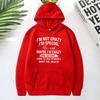 I'm Not Crazy I'm Special Printed Hoodie Women Long Sleeve Funny Pullover Round Neck Sweatshirt Casual Tops