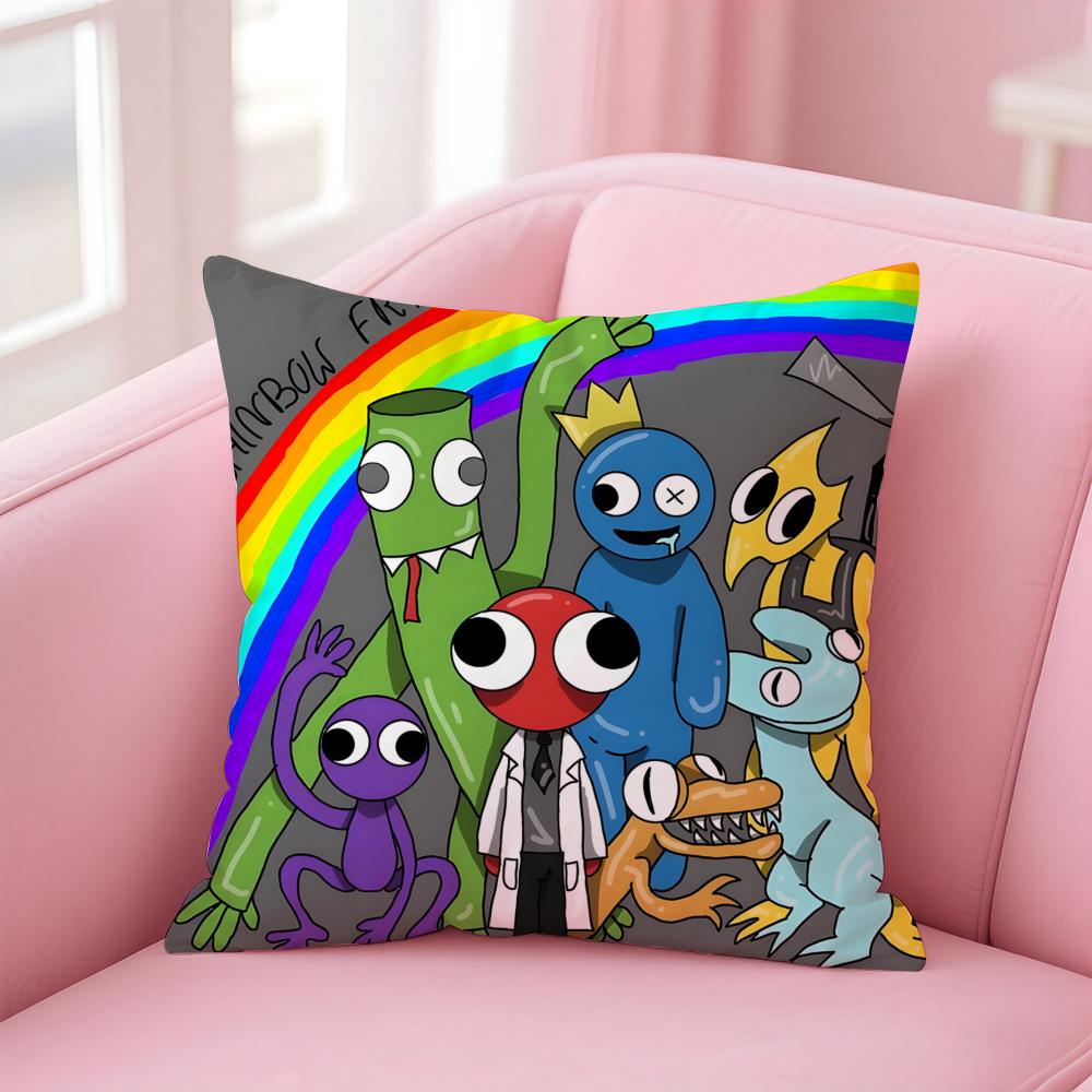 anime Rainbow Friends Cushion Cover Comfortable Reversible Pillow Cover Ideal for Car Sofa Bedroom & Beyond