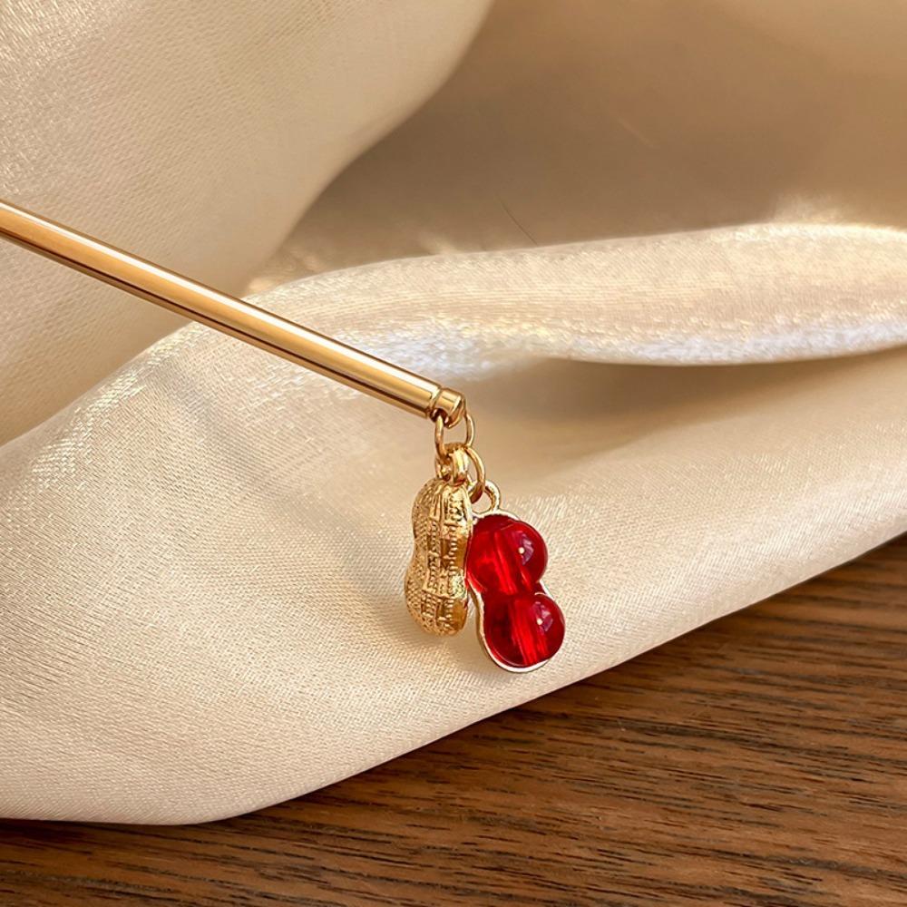 

1pc Chinese Interest Peanut Jade Bead Hairpin Vintage Hair Accessories Shaking Hairpins Cheongsam Horse Face Skirt Matching