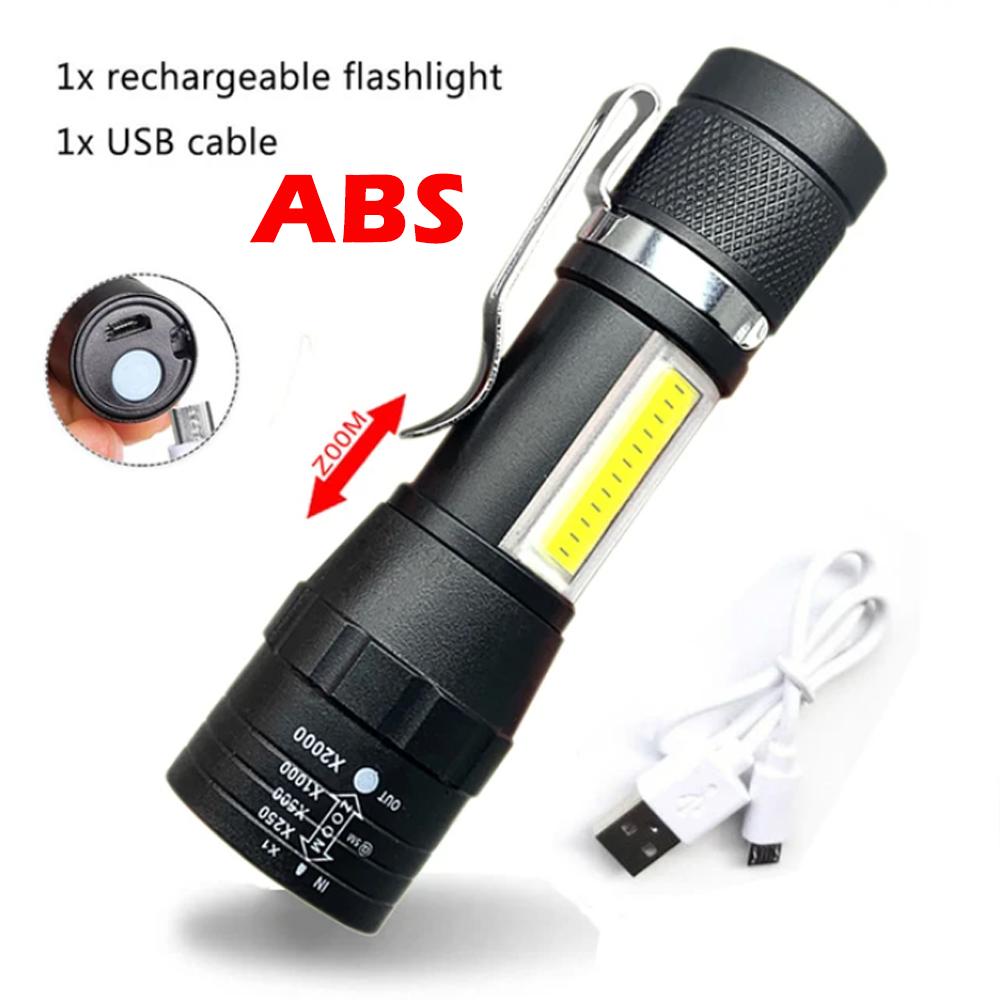 Mini UV Torch LED Rechargeable Flashlight Portable USB Charging Flashlight High Power Bank Camping Waterproof Long Range Lantern