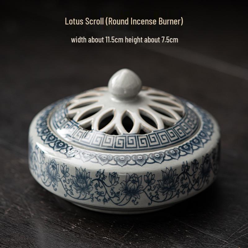 Blue & White Incense Burner: Aromatherapy Coil & Agarwood Fumigation, Indoor Sandalwood Burner, Creative Home Ornament.