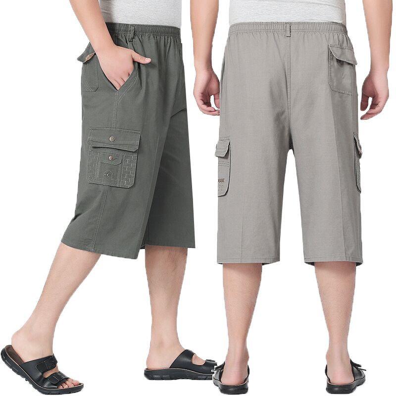 Men's Summer Casual Mid-Length Loose Fit Shorts for Middle-Aged and Elderly