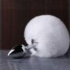 Stainless Steel Anal Plugs with Bunny Tail Tapered Faux Fur Silicone-Free Butt Plugs for Beginners Comfortable