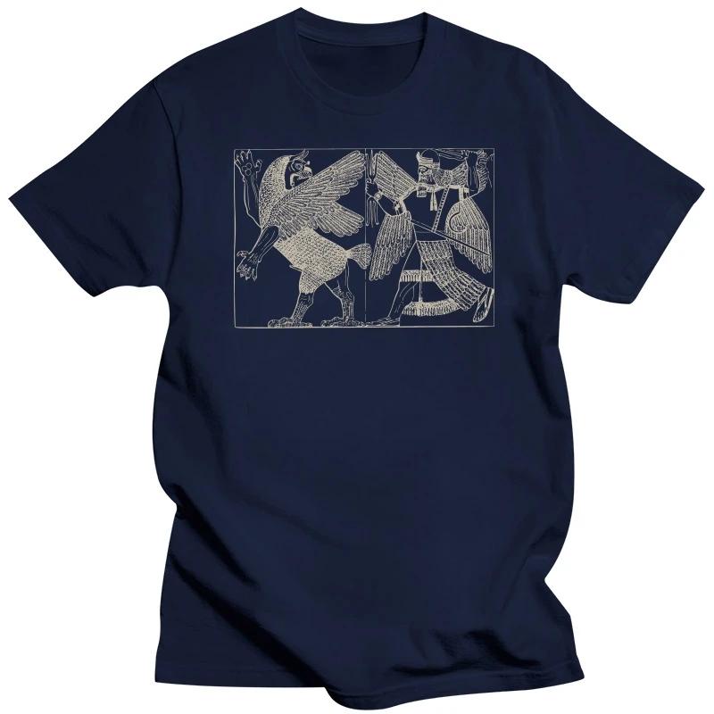 Neue Mode Schwergewicht Vintage Sommer Rundhals lustige Cartoon Kleidung Assyrische Sumerische Mythologie Enlil Marduk Tiamat T-Shirt