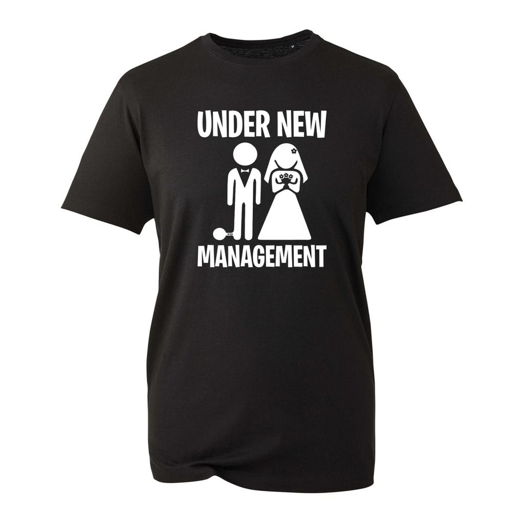 Under New Management T-Shirt, Just Married Groom Wifey Hubby Funny Unisex Top