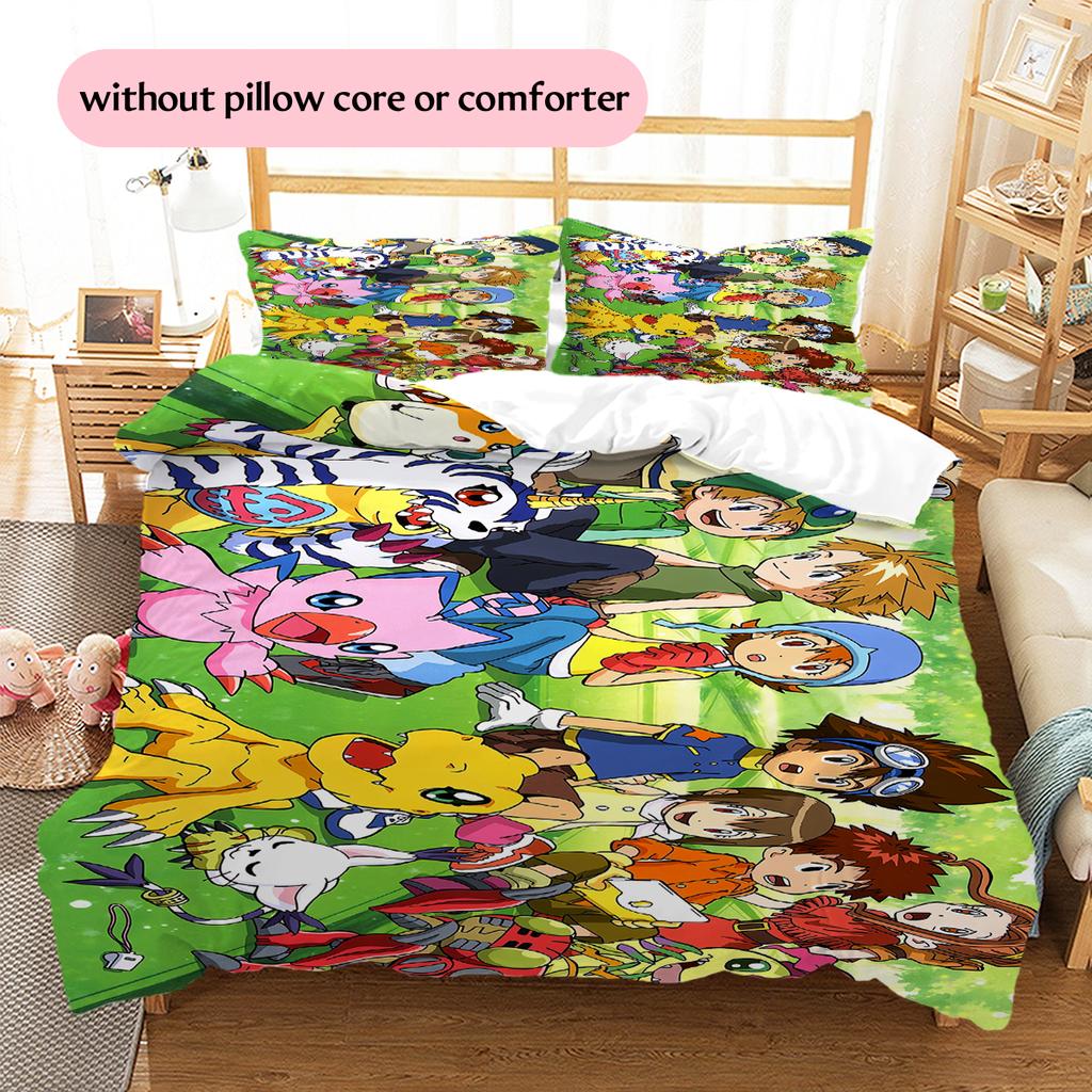 Digimon Collage Duvet Cover & Pillowcases, Digimon Fan Bedroom Bedding, Perfect Gift.chl