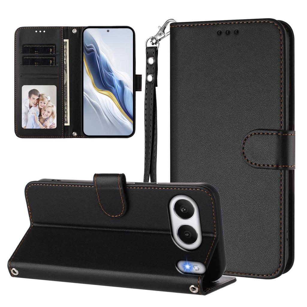 For OnePlus Nord 4 Leather Case Wallet Stand Phone Cover with Wrist Strap