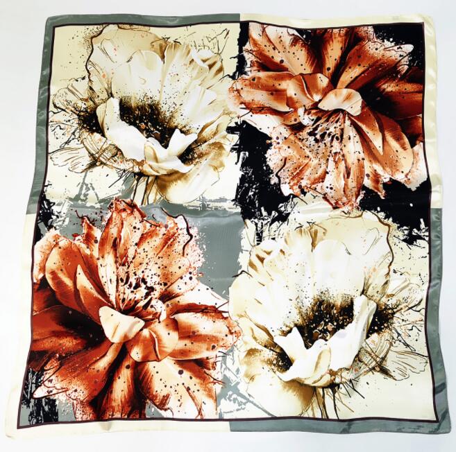 New Designs 90*90cm Square Silk Scarves Women Foulard Head Scarf Ladies Shawl Wrap Bandanna Female Chiffon Hijab Beach Scarf