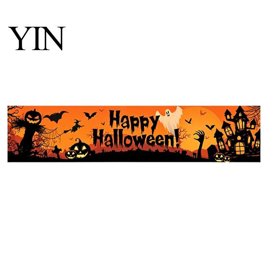 Spooky Backdrop for Home Large Happy Halloween Banner Outside, 70 x 15 Inch Yard Sign Reusable Flag, Welcome Garden Fence Party Decoration Front Porch