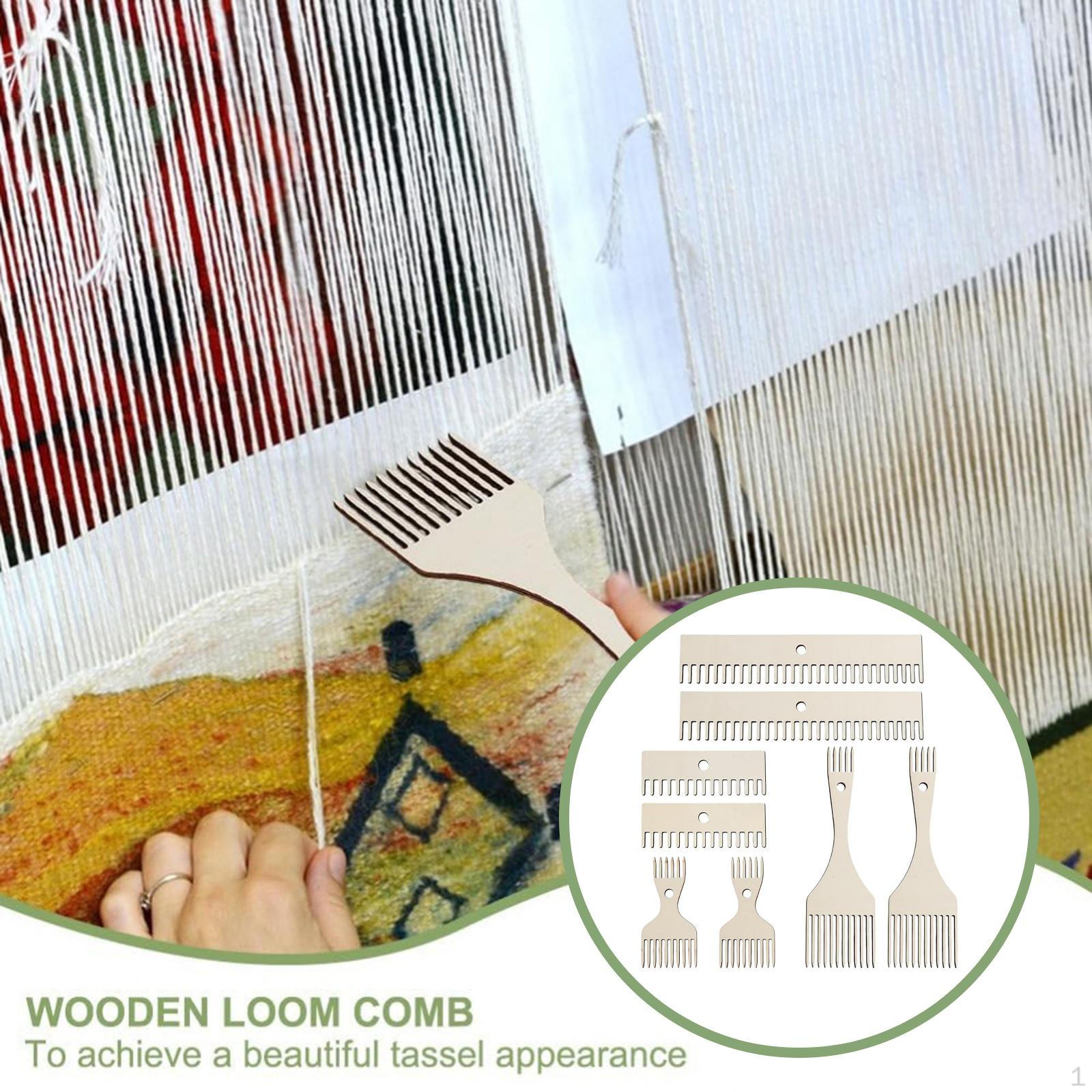 

Wooden Weaving Loom Comb Kit DIY Weave Tools Multipurpose Braided Tapestry Beater for Rug