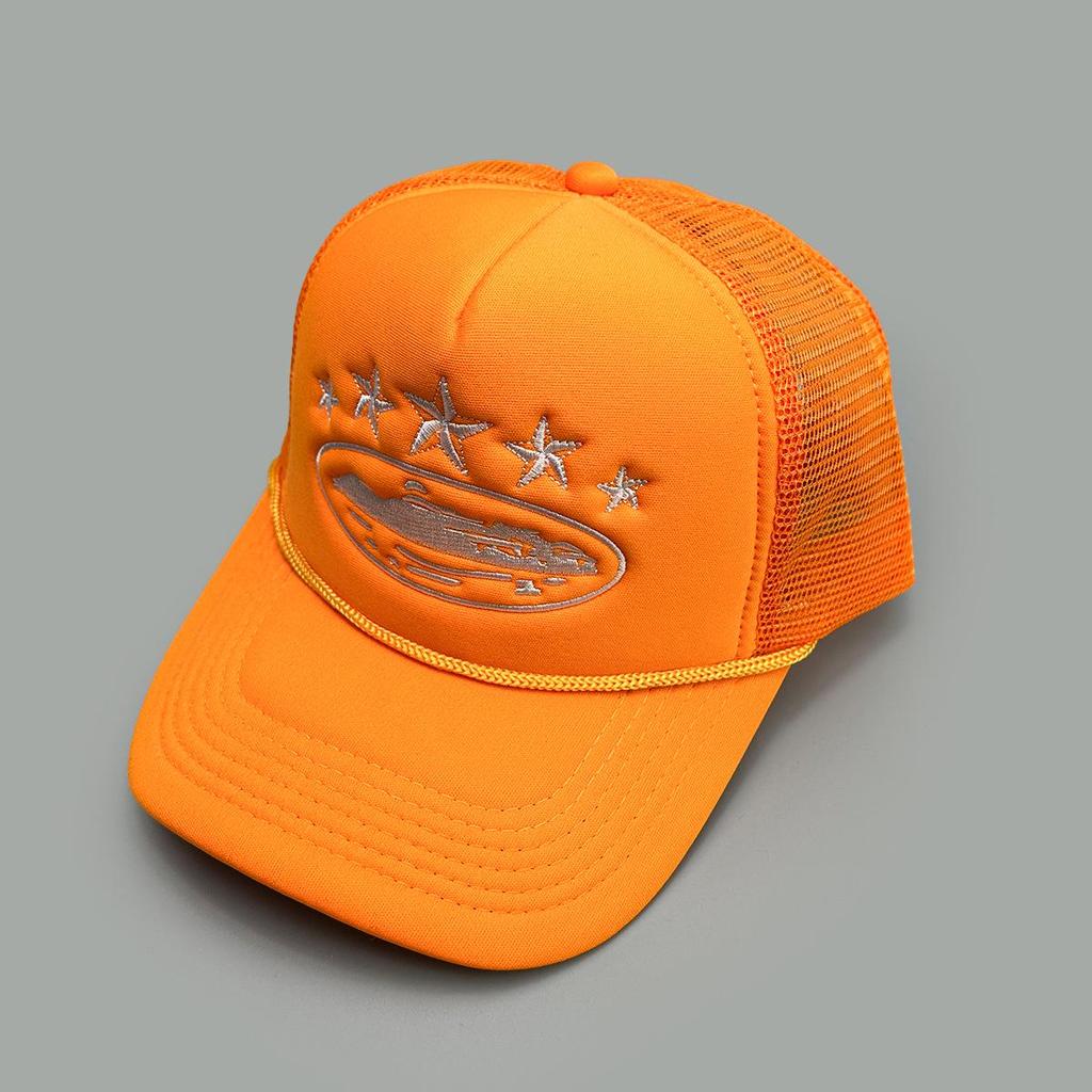 Neue Pentagramm-Stickerei Baseballkappe - Unisex Sonnenschutz Trucker-Hut mit Netzrückseite