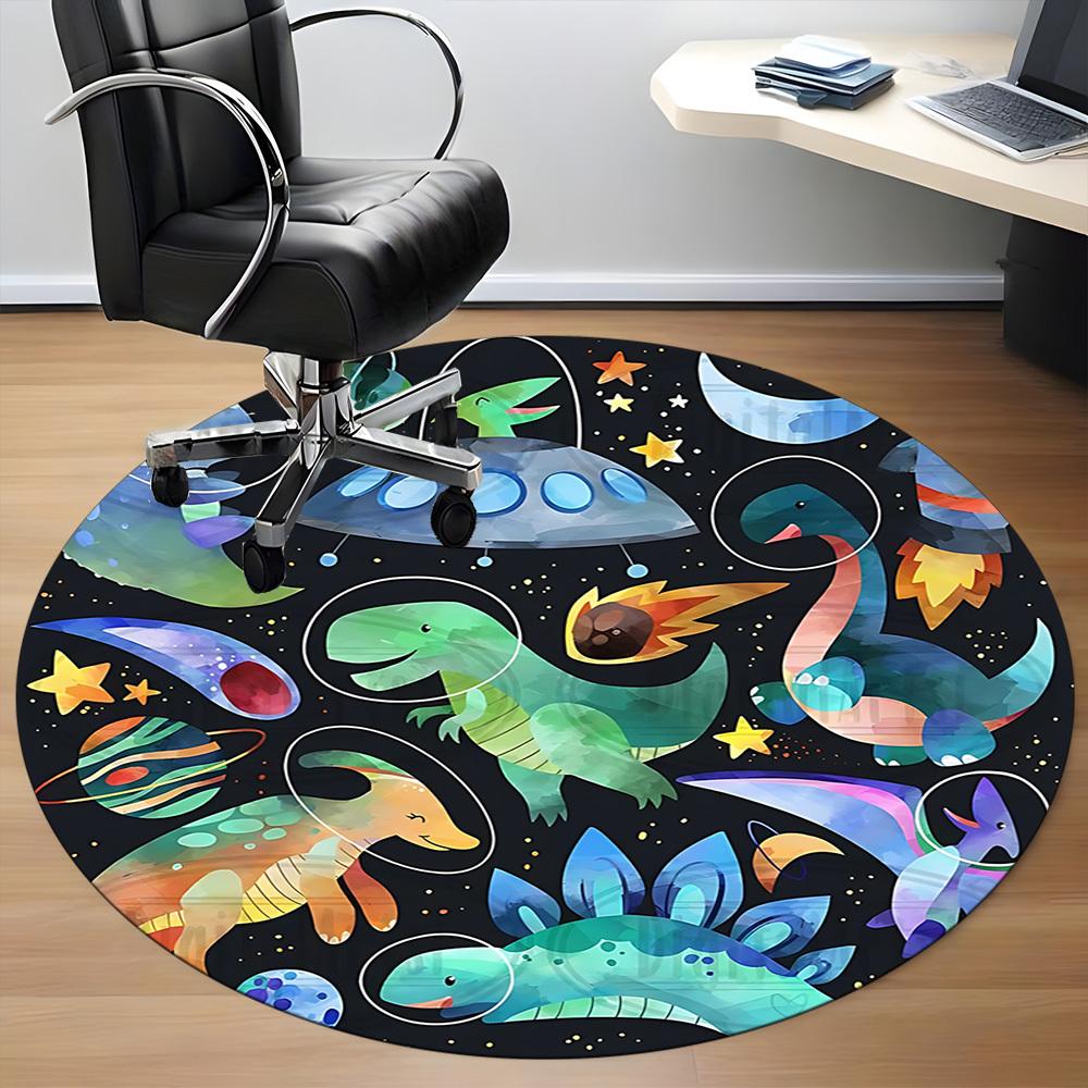1pc DinoGalaxy Office Round Area Rug, Indoor Mat Suitable ForOffice, Under Office Chairs Bedroom Living Room Home Decor, Room Deco, D007