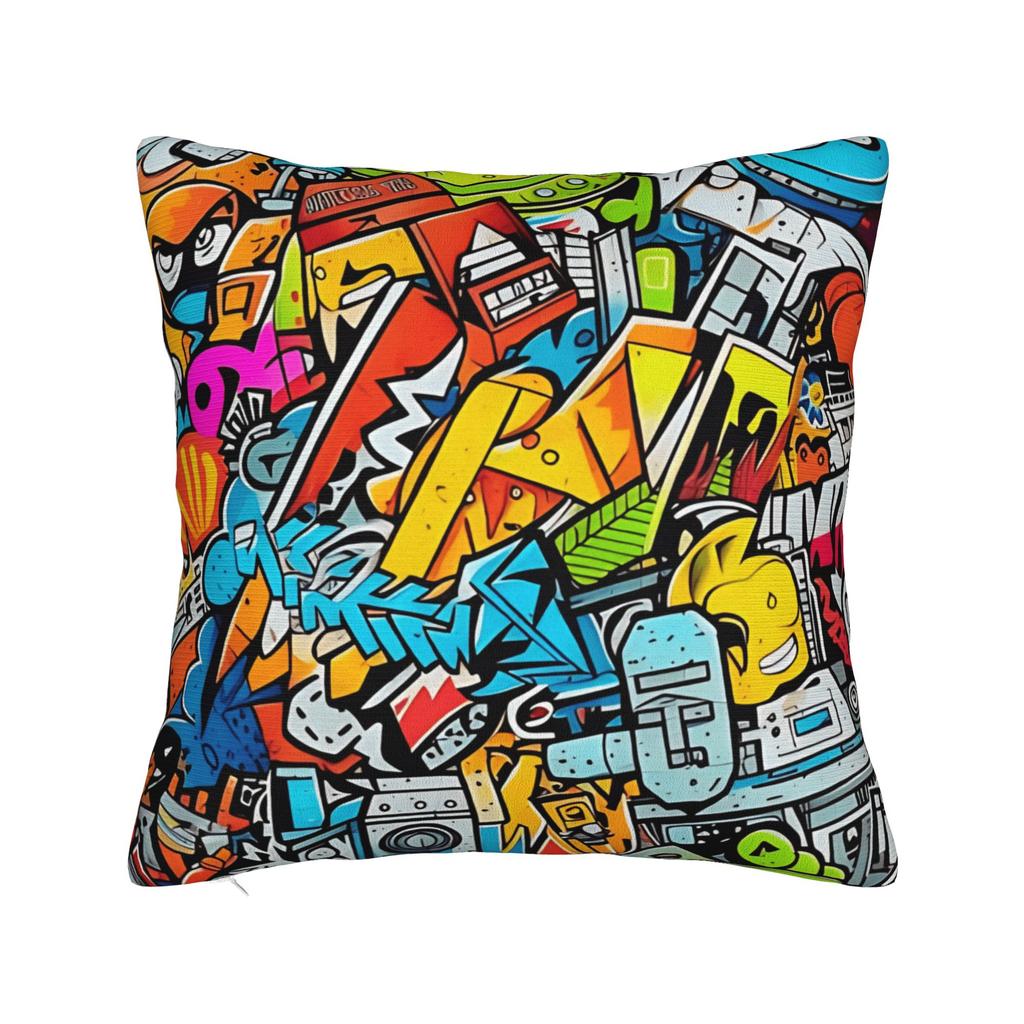 Pillow Cover Cartoon Cute Doodle Fashion Pillow Case For Sofa Couch Bed Living Room Pillowcases