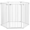 Safety Barrier Foldable Modular Dog Pen Enclosure 6 Panels with Door Height 100 Cm White
