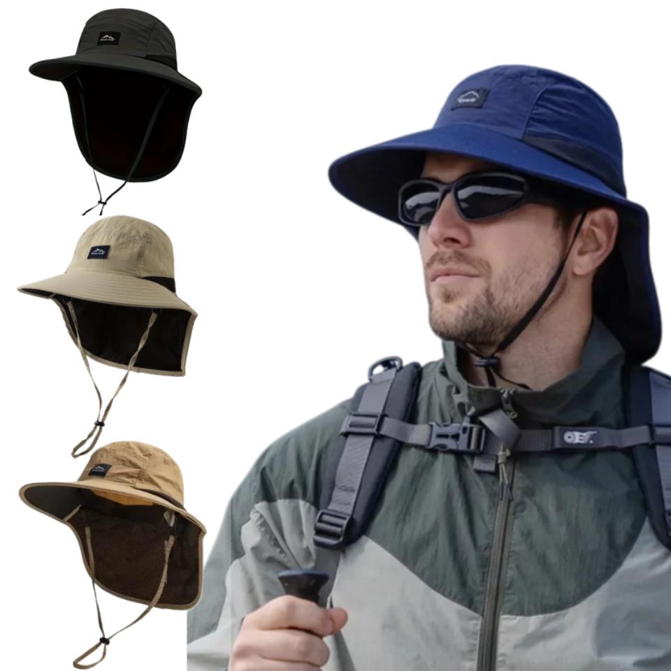 Cappello da Sole Estivo con Protezione per il Collo – Cappello a Secchiello Unisex a Tesa Larga, Impermeabile e Asciugatura Rapida, Traspirante con Rete per Escursionismo Pesca