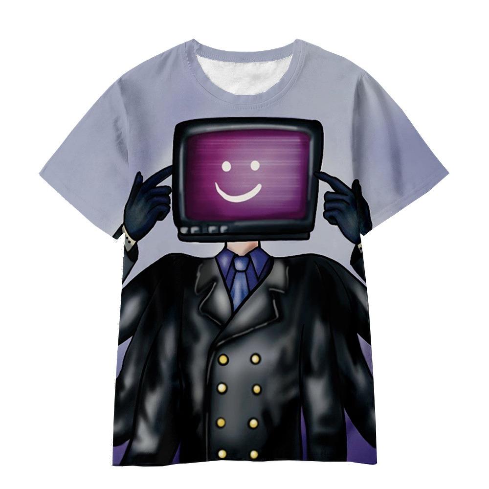 Cartoon Animation Surveillance Man Toilet Man TV Man Funny Cartoon Series 3D Printing Casual Loose Children's Clothing T-Shirt
