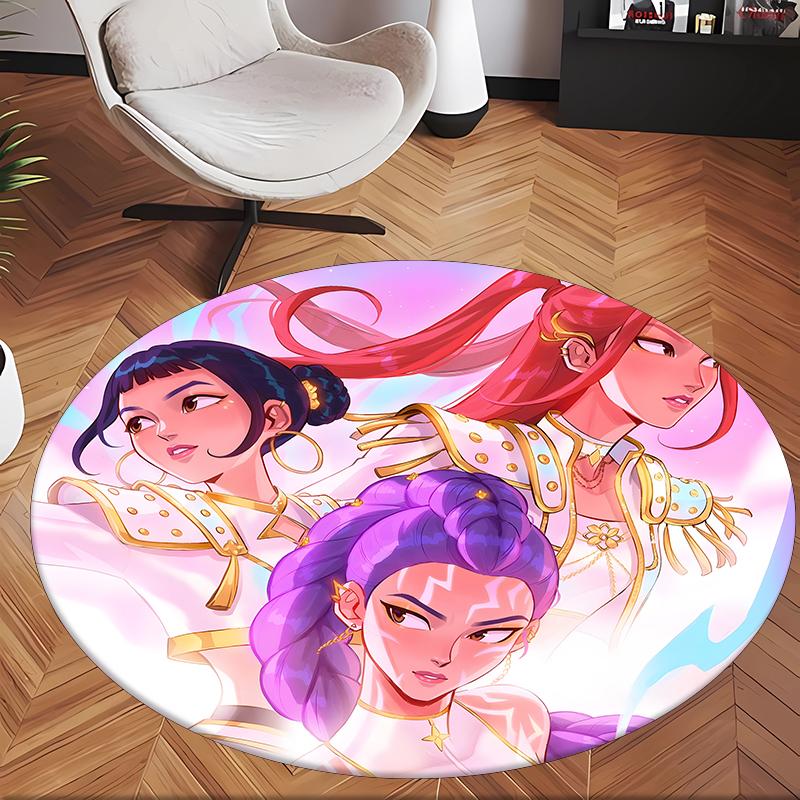Huntrix (259) Round Office Rug Decorative Floor Rug for Office Bedroom Living Room and Home Space