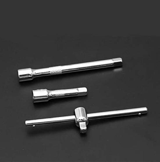 Socket Wrench and Ratchet Wrench Set with Automotive Repair 45 for Car Bicycle and DIY 46-Piece 6.3mm (1/4") Drive, Tools, Gears, Maintenance,
