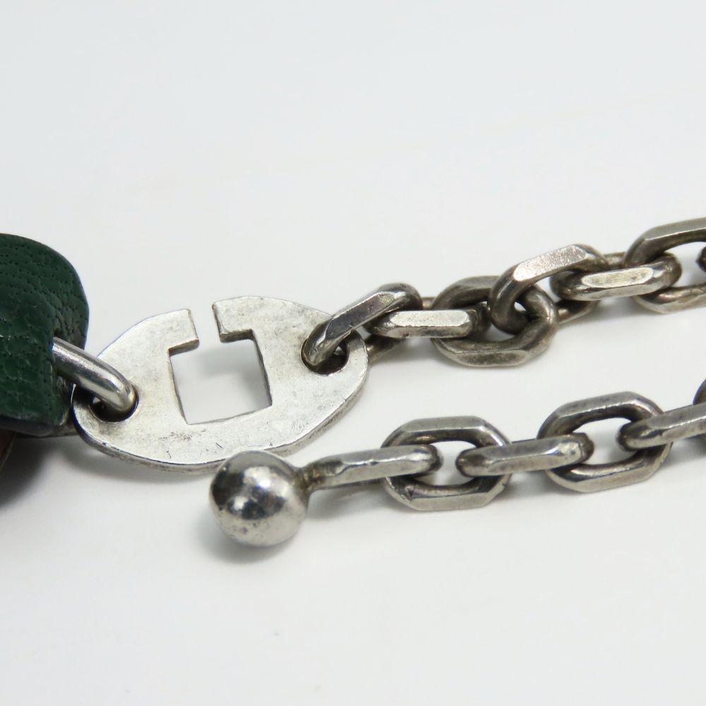 Used HERMES Bag charm leather/Silver925 purple green fruits