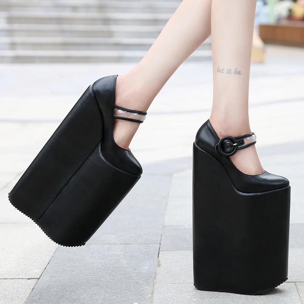 Fashion Hate The Sky High Wedge Heel Platform Women's Single Shoes The Sky High Shallow Muffin Shoes Nightclub Plus-size High Heels