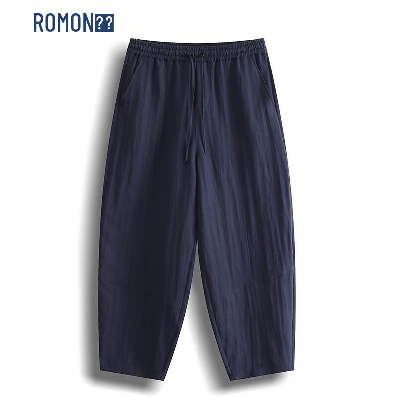 Romon Men s Chinese Style Linen Blend Casual Straight Pants 4XL