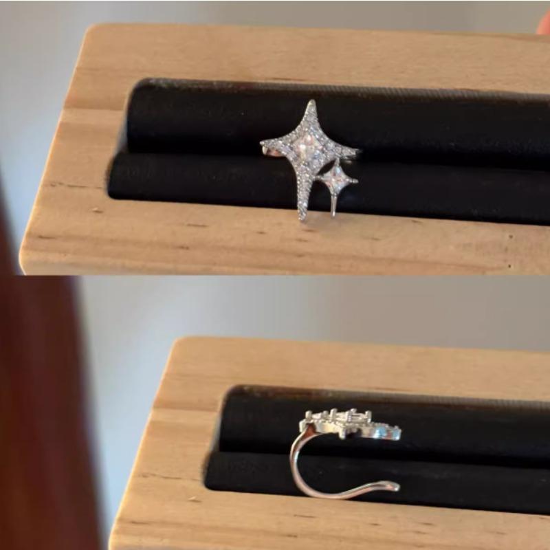 High-end Quadrilateral Star Ear Hook for Women, Elegant and Luxurious Earpiece Without Ear Hole, Made of Fine Material, Exquisite Earrings